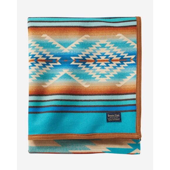 NWT Pendleton Beaver State Pagosa Springs Jacquard Robe Blanket Turquoise Box - Picture 3 of 12